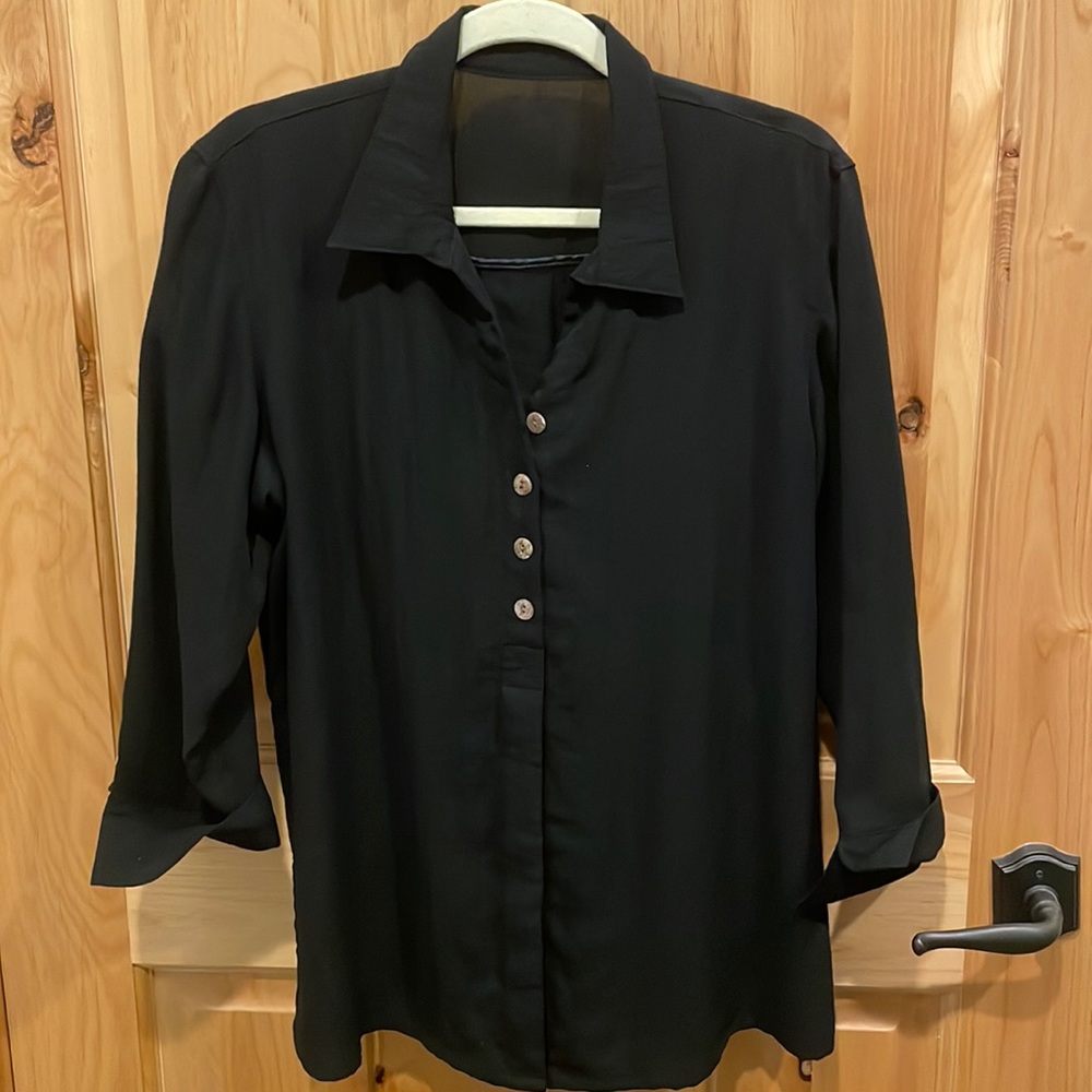 Fridaze cuffed sleeves linen tunic XL black
